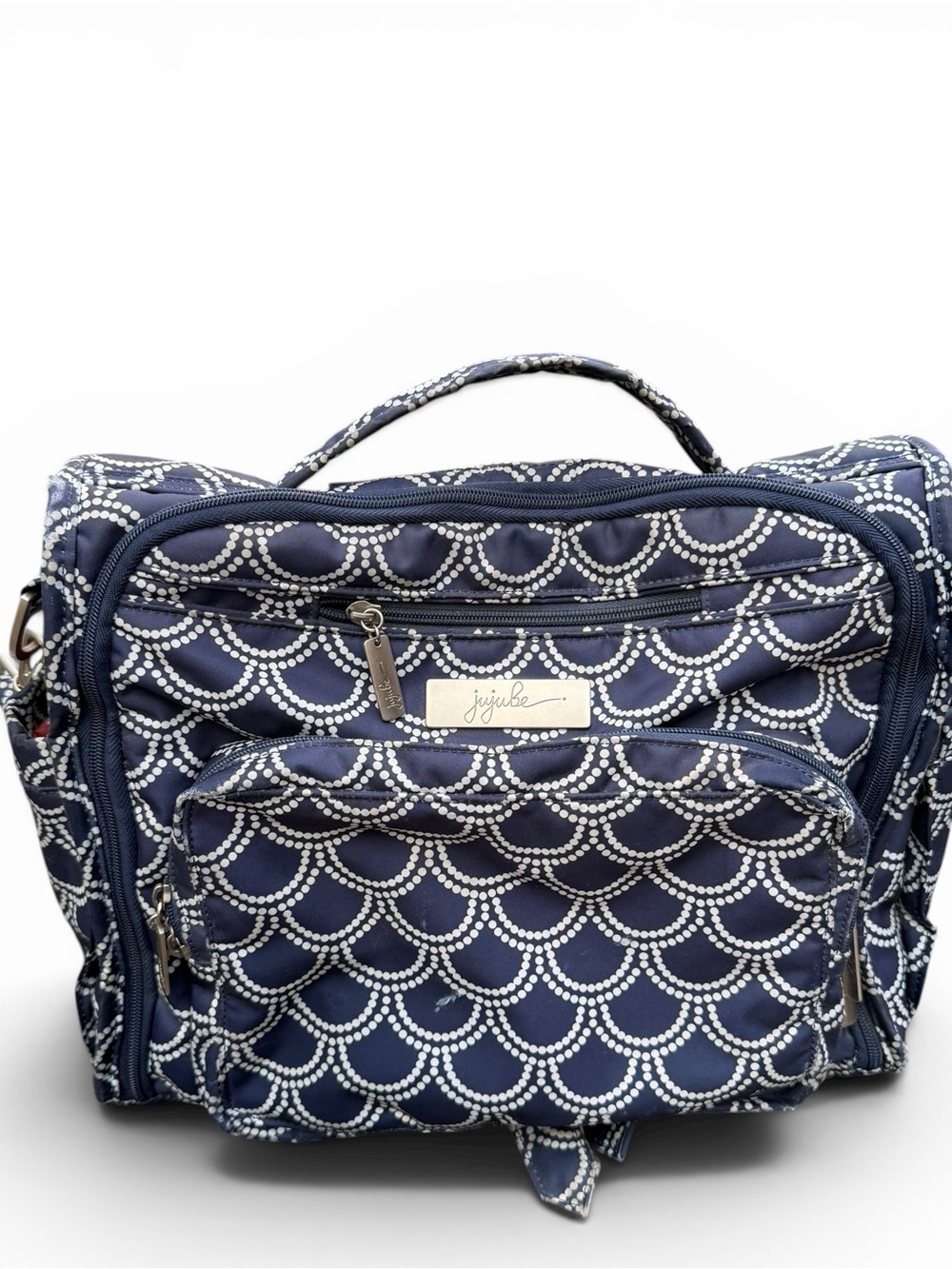 Jujube BFF Diaper Bag Backpack Navy Dot Print Changing Pad